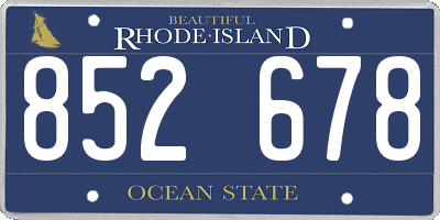 RI license plate 852678