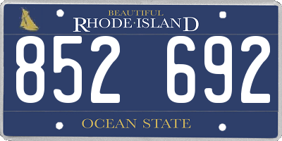 RI license plate 852692