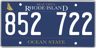 RI license plate 852722
