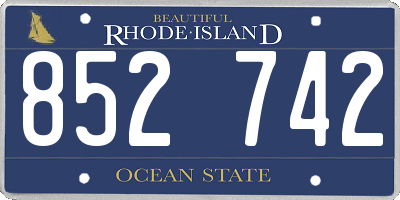 RI license plate 852742
