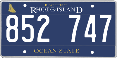 RI license plate 852747