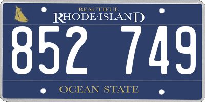 RI license plate 852749