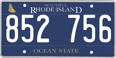 RI license plate 852756
