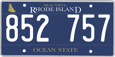 RI license plate 852757