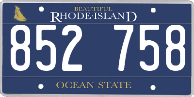 RI license plate 852758