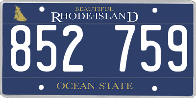 RI license plate 852759