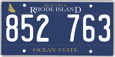 RI license plate 852763