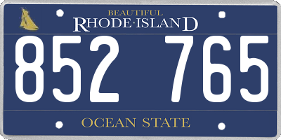 RI license plate 852765