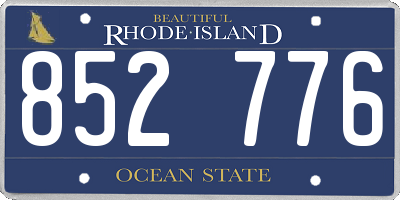 RI license plate 852776