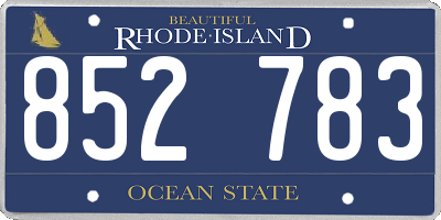 RI license plate 852783
