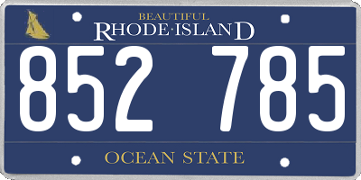 RI license plate 852785