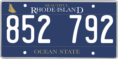RI license plate 852792