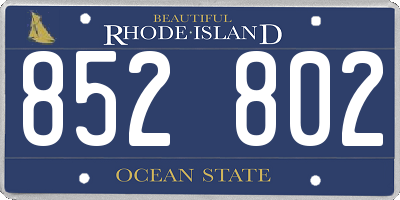RI license plate 852802