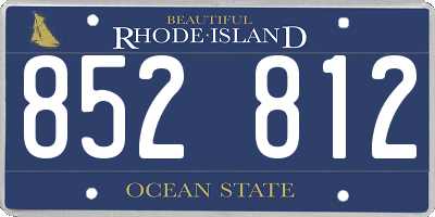 RI license plate 852812