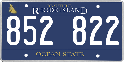 RI license plate 852822