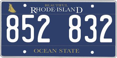 RI license plate 852832