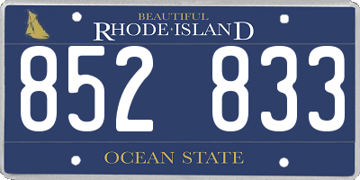 RI license plate 852833