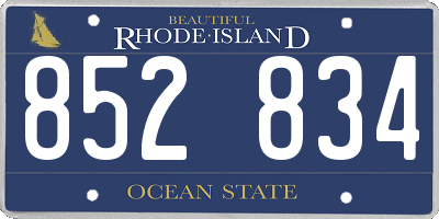 RI license plate 852834
