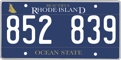 RI license plate 852839