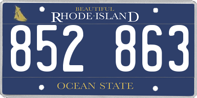 RI license plate 852863