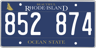 RI license plate 852874