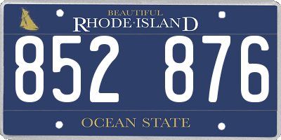 RI license plate 852876