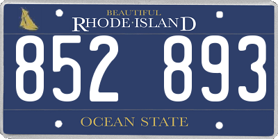 RI license plate 852893