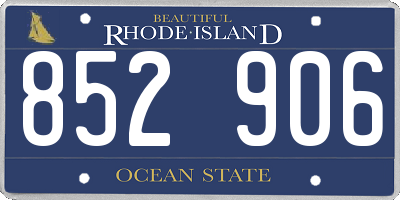 RI license plate 852906