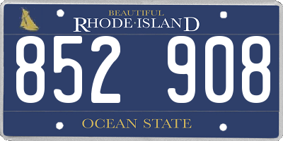 RI license plate 852908
