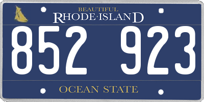 RI license plate 852923