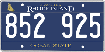 RI license plate 852925