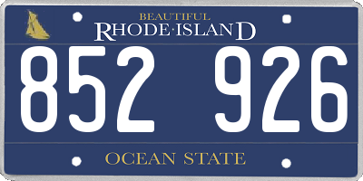 RI license plate 852926