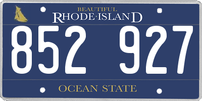 RI license plate 852927