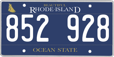RI license plate 852928