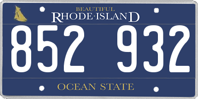 RI license plate 852932