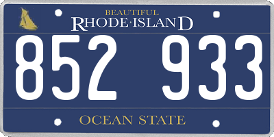 RI license plate 852933