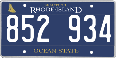 RI license plate 852934