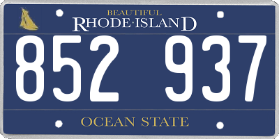 RI license plate 852937