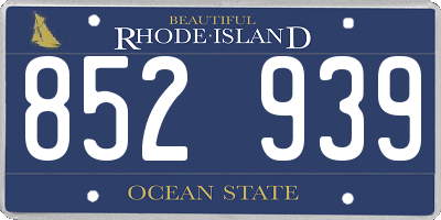 RI license plate 852939