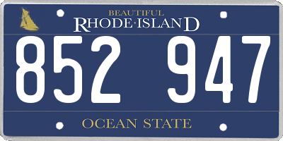 RI license plate 852947