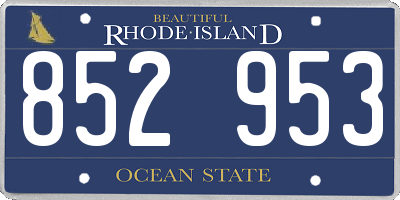 RI license plate 852953
