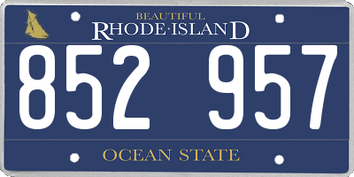 RI license plate 852957