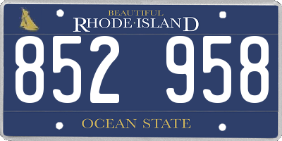 RI license plate 852958