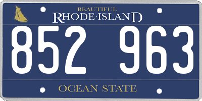 RI license plate 852963