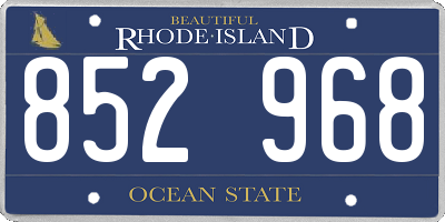 RI license plate 852968