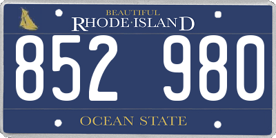 RI license plate 852980