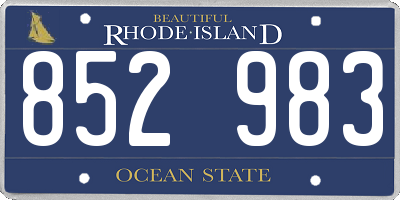 RI license plate 852983