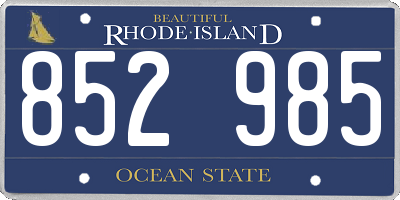 RI license plate 852985
