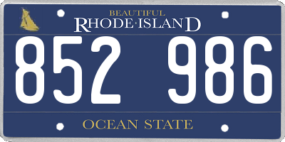RI license plate 852986