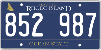 RI license plate 852987